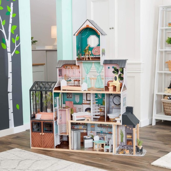 Kidkraft Celeste Mansion Wooden Dollhouse With Ez Kraft, Lights & Sounds 126.7 * 31.3 * 143.5 cm- 65979, 3+ Kidkraft Celeste Mansion Wooden Dollhouse With Ez Kraft, Lights & Sounds 126.7 * 31.3 * 143.5 cm- 65979, 3+