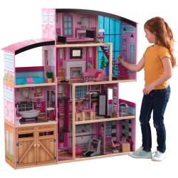 Kidkraft Shimmer Mansion Wooden Dollhouse For 12-Inch Dolls With Lights & Sounds 123 * 35 * 136.5 cm- 65949, 3+