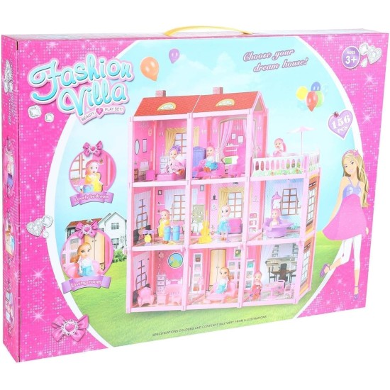 Tian Cheng Toys 953 Villa Shaped Doll House - 156 Pieces