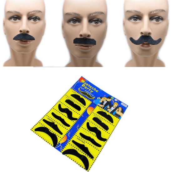 Generic 12Pcs Fake Mustaches Funny Fake Beard Whisker for Halloween, Christmas, Parties, Kids, Favors, Adults, Fun, Birthday, Games, Home