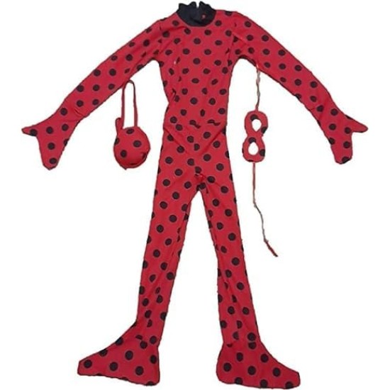 Superhero Cosplay Costume Set for Kids Ladybug Costume Suit Mask Bag