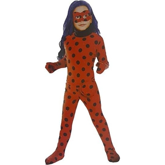 Superhero Cosplay Costume Set for Kids Ladybug Costume Suit Mask Bag