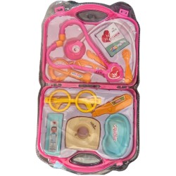 2 in 1 Doctor Accessories with Case Bag Set Medical Accessories Role Pretend Play Doctor Kit Gift 2+ Age Girls Best Toy pink