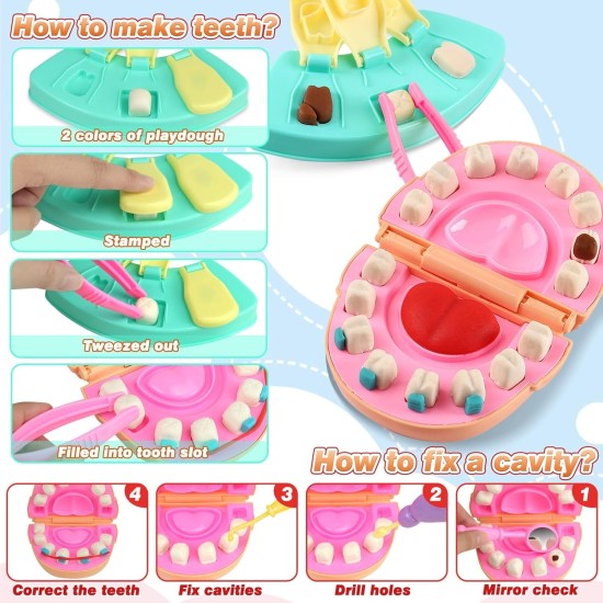 CORPER TOYS Corpert Toys Dentist Playdough Set for Kids Ages 4-8 with Dental Kit Drill and Fill Tools Doctor Diy Playset for Toddlers Color Dough Art Craft Gift Set for Birthday Christmas CORPER TOYS Corpert Toys Dentist Playdough Set for Kids Ages 4-8 with Dental Kit Drill and Fill Tools Doctor Diy Playset for Toddlers Color Dough Art Craft Gift Set for Birthday Christmas