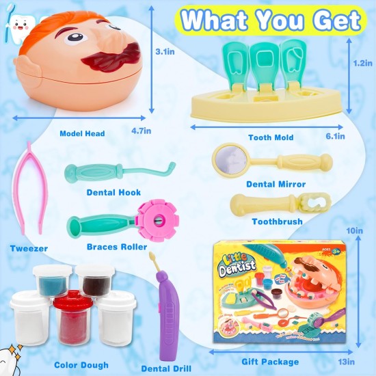 Crelloci Play Dough Dentist Set Playdough Dental Kit Tools and Cutters Accessories Drill and Fill Teeth Toys Playset Art & Craft for Kids 2 3 4-5 Years Old Gift Crelloci Play Dough Dentist Set Playdough Dental Kit Tools and Cutters Accessories Drill and Fill Teeth Toys Playset Art & Craft for Kids 2 3 4-5 Years Old Gift