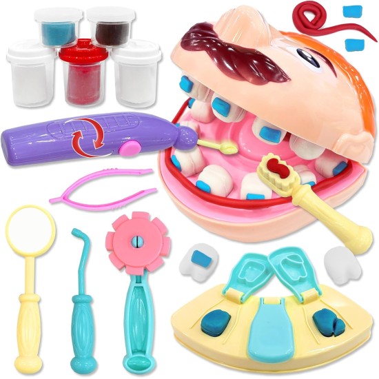 Crelloci Play Dough Dentist Set Playdough Dental Kit Tools and Cutters Accessories Drill and Fill Teeth Toys Playset Art & Craft for Kids 2 3 4-5 Years Old Gift Crelloci Play Dough Dentist Set Playdough Dental Kit Tools and Cutters Accessories Drill and Fill Teeth Toys Playset Art & Craft for Kids 2 3 4-5 Years Old Gift