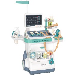 Deejoy Toy Doctor Kit for Kids, Pretend Medical Station Set for Boys & Girls, 26 Accessories Mobile Cart with Lights and Thermometer, Kids Doctor Kit for Toddlers 3-5 Birthday