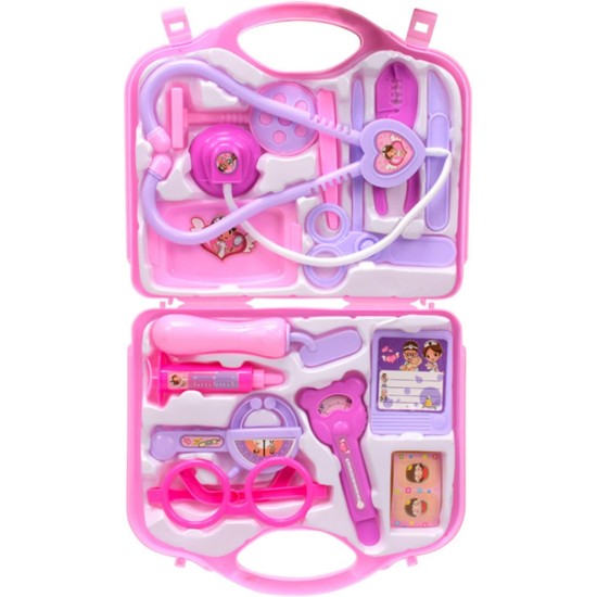 Doctor's Case Children's Play Set, 15 Pieces Doctor Case with Real Stethoscope, Thermometer, Syringe, Gift for Children, Role Play, Medical Learning Toy, Party Game Toy from 3 Years (Pink) Doctor's Case Children's Play Set, 15 Pieces Doctor Case with Real Stethoscope, Thermometer, Syringe, Gift for Children, Role Play, Medical Learning Toy, Party Game Toy from 3 Years (Pink)