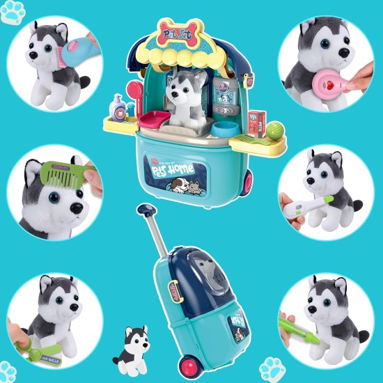 MAGIC4U Pet Cat Care Carrier Suitcase Toy, 29PCS Vet Clinic and Doctor Kit for Kids, Pet Dog Grooming Feeding Toys Veterinarian Medical Pretend Role Play Set for Boys and Girls Ages 3-6 MAGIC4U Pet Cat Care Carrier Suitcase Toy, 29PCS Vet Clinic and Doctor Kit for Kids, Pet Dog Grooming Feeding Toys Veterinarian Medical Pretend Role Play Set for Boys and Girls Ages 3-6