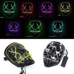 Chengsuwei Scary Halloween Mask, LED Light Up Party Masks, DJ Party Great Funny Masks, Festival Cosplay Costume Supplies Glow in Dark, With 3 Lighting Modes of Control for Men Women (Dark Bule)