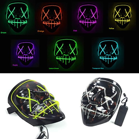 Chengsuwei Scary Halloween Mask, LED Light Up Party Masks, DJ Party Great Funny Masks, Festival Cosplay Costume Supplies Glow in Dark, With 3 Lighting Modes of Control for Men Women (Dark Bule) Chengsuwei Scary Halloween Mask, LED Light Up Party Masks, DJ Party Great Funny Masks, Festival Cosplay Costume Supplies Glow in Dark, With 3 Lighting Modes of Control for Men Women (Dark Bule)
