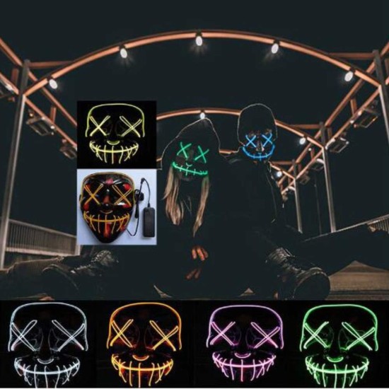 Chengsuwei Scary Halloween Mask, LED Light Up Party Masks, DJ Party Great Funny Masks, Festival Cosplay Costume Supplies Glow in Dark, With 3 Lighting Modes of Control for Men Women (Dark Bule) Chengsuwei Scary Halloween Mask, LED Light Up Party Masks, DJ Party Great Funny Masks, Festival Cosplay Costume Supplies Glow in Dark, With 3 Lighting Modes of Control for Men Women (Dark Bule)