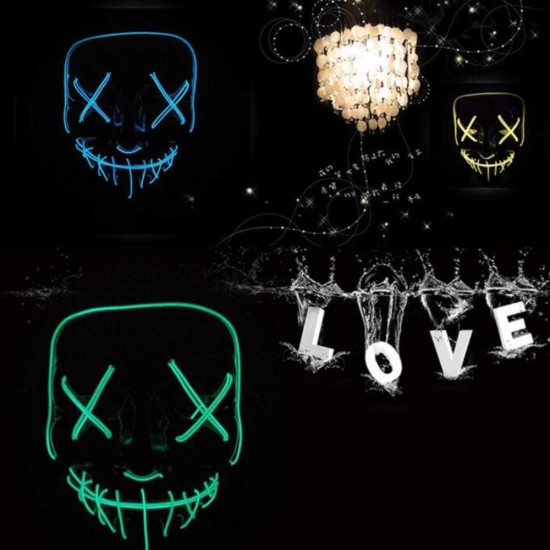Chengsuwei Scary Halloween Mask, LED Light Up Party Masks, DJ Party Great Funny Masks, Festival Cosplay Costume Supplies Glow in Dark, With 3 Lighting Modes of Control for Men Women (Dark Bule) Chengsuwei Scary Halloween Mask, LED Light Up Party Masks, DJ Party Great Funny Masks, Festival Cosplay Costume Supplies Glow in Dark, With 3 Lighting Modes of Control for Men Women (Dark Bule)