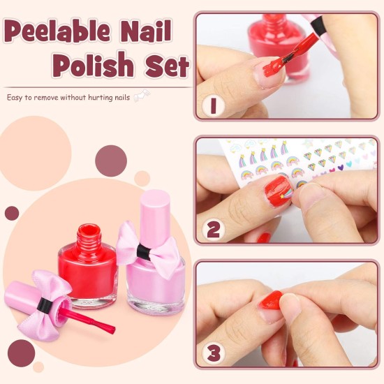 Dreamon Real Makeup Set for Kids, Washable Children Play Make Up Toys Nail Varnish Kit Non Toxic with Suitcase, Girl Gifts Age 3 4 5 Dreamon Real Makeup Set for Kids, Washable Children Play Make Up Toys Nail Varnish Kit Non Toxic with Suitcase, Girl Gifts Age 3 4 5