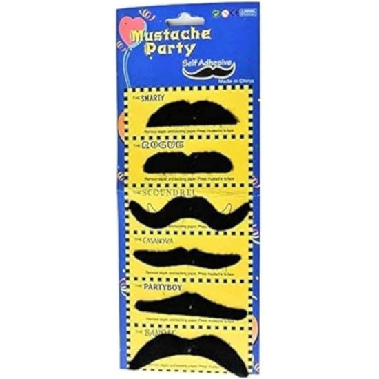 Generic Costume Party Fake Mustache - Pack of 6 Generic Costume Party Fake Mustache - Pack of 6