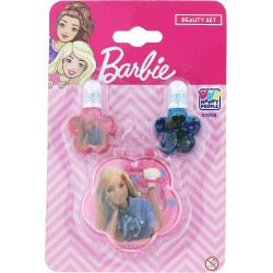 Happy People Barbie Makeup 3-Pieces Set for Girls, 13 cm x 20 cm Size, Pink