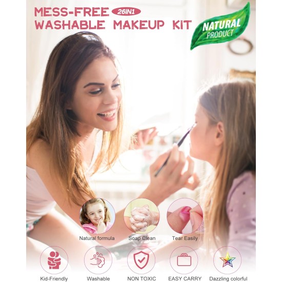 Kids Makeup Kit Girl Toys - Kids Makeup Kit Toys for Girls Unicorns Washable Make Up Little Girls, Child Real Makeup Set, Non Toxic Toddlers Cosmetic Kits, Age 3-12 Year Old Children Gift 28PCS