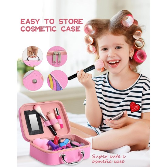 Kids Makeup Kit Girl Toys - Kids Makeup Kit Toys for Girls Unicorns Washable Make Up Little Girls, Child Real Makeup Set, Non Toxic Toddlers Cosmetic Kits, Age 3-12 Year Old Children Gift 28PCS