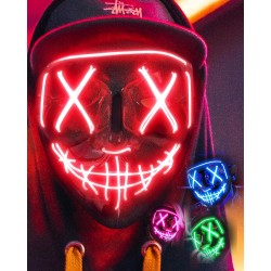 Lizber Halloween Mask, Led Light Up Mask Cosplay Costume with Neon Wire, Scary Hacker Mask for Halloween, Glow in The Dark Mask with 3 Lighting Modes, Glowing Anonymous Mask for Boy Girls Women, Red