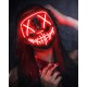 Lizber Halloween Mask, Led Light Up Mask Cosplay Costume with Neon Wire, Scary Hacker Mask for Halloween, Glow in The Dark Mask with 3 Lighting Modes, Glowing Anonymous Mask for Boy Girls Women, Red