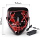 Lizber Halloween Mask, Led Light Up Mask Cosplay Costume with Neon Wire, Scary Hacker Mask for Halloween, Glow in The Dark Mask with 3 Lighting Modes, Glowing Anonymous Mask for Boy Girls Women, Red