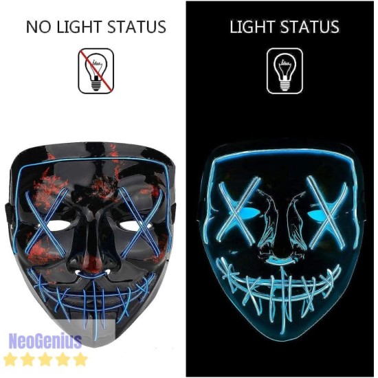 NeoGenius LED Light Up Mask for Halloween, Neon, and Bachelor Party Decoration NeoGenius LED Light Up Mask for Halloween, Neon, and Bachelor Party Decoration
