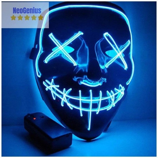 NeoGenius LED Light Up Mask for Halloween, Neon, and Bachelor Party Decoration NeoGenius LED Light Up Mask for Halloween, Neon, and Bachelor Party Decoration