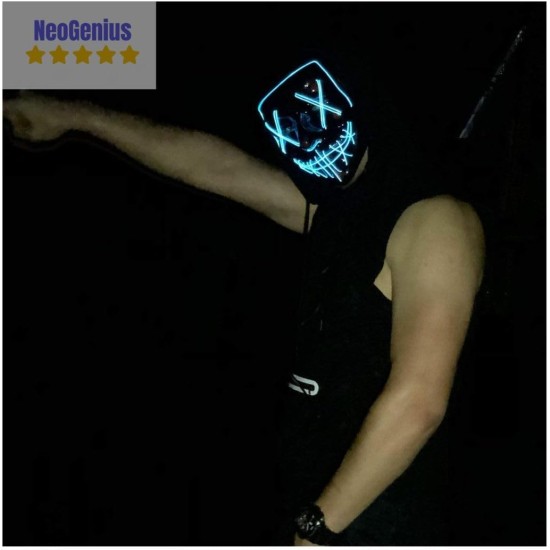 NeoGenius LED Light Up Mask for Halloween, Neon, and Bachelor Party Decoration NeoGenius LED Light Up Mask for Halloween, Neon, and Bachelor Party Decoration