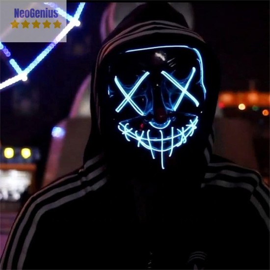 NeoGenius LED Light Up Mask for Halloween, Neon, and Bachelor Party Decoration NeoGenius LED Light Up Mask for Halloween, Neon, and Bachelor Party Decoration