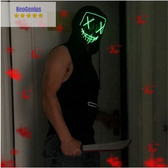 NeoGenius LED Light Up Mask for Halloween, Neon, and Bachelor Party Decoration NeoGenius LED Light Up Mask for Halloween, Neon, and Bachelor Party Decoration