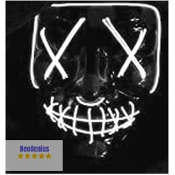 NeoGenius LED Light Up Mask for Halloween, Neon, and Bachelor Party Decoration (White)