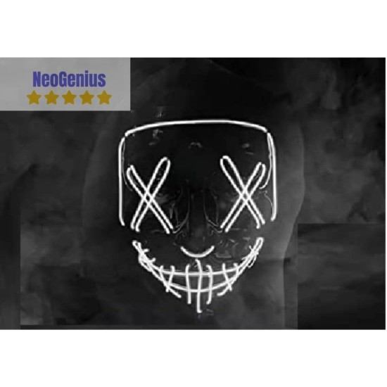 NeoGenius LED Light Up Mask for Halloween, Neon, and Bachelor Party Decoration (White) NeoGenius LED Light Up Mask for Halloween, Neon, and Bachelor Party Decoration (White)