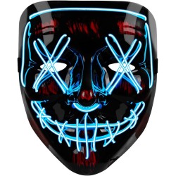 OU-BAND LED Halloween Mask, Purge Mask Costume, Scary Hacker Mask for Halloween, Masquerade Cosplay Light Up Face Mask for Men Women Kids, Carnival, Gifts