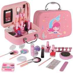 Party With Emma Kids Makeup Kit For Girl Real Washable Makeup Kit For Little Girls Over 8 Year Old Girls Makeup Set With Cute Princess Cosmetic Purse Girls Pretend Play Toy Toys (Mermaid Box)