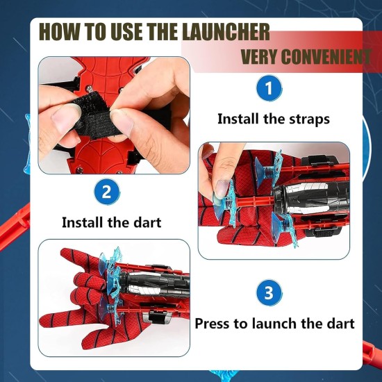 YKHSUAOU Super Spider Launcher, Set of 2 Kids Spider Hero Gloves, Spider Launcher Gloves, Spiderman Web Shooter, Launcher Toy, Wrist Toy Set, Cosplay Glove Launcher