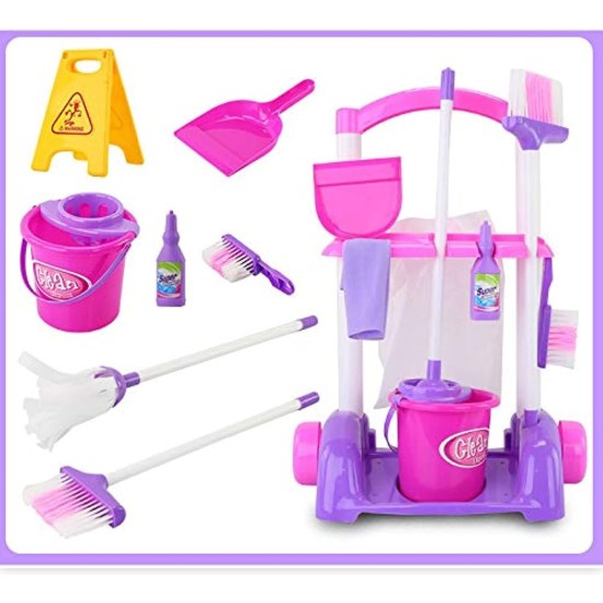 None/Brand 10-Piece Little Helper Cleaning Pretend And Play Set with Cart, Broom, Mop, Bucket, Dust Pan, Brush, Cleaning Rag, Mock Soap Bottle. (66731) None/Brand 10-Piece Little Helper Cleaning Pretend And Play Set with Cart, Broom, Mop, Bucket, Dust Pan, Brush, Cleaning Rag, Mock Soap Bottle. (66731)