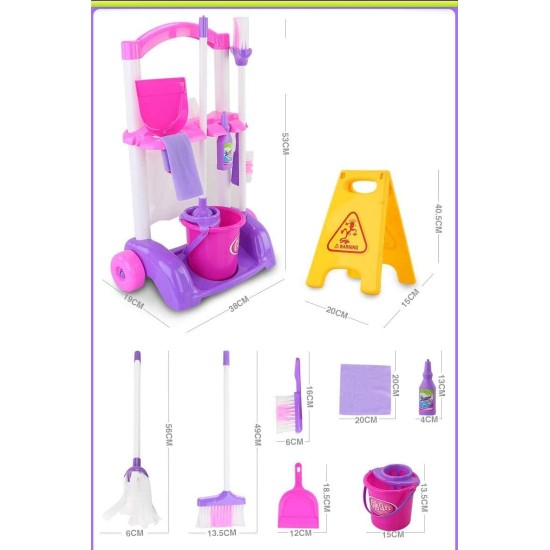 None/Brand 10-Piece Little Helper Cleaning Pretend And Play Set with Cart, Broom, Mop, Bucket, Dust Pan, Brush, Cleaning Rag, Mock Soap Bottle. (66731) None/Brand 10-Piece Little Helper Cleaning Pretend And Play Set with Cart, Broom, Mop, Bucket, Dust Pan, Brush, Cleaning Rag, Mock Soap Bottle. (66731)