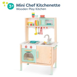 B. Toys by Battat BX2155C1Z Mini Chef Kitchenette Wooden Kitchen-Pretend Imaginative Play for Kids 2 Years + (33 Pieces)