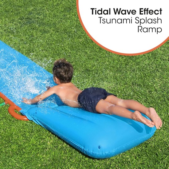 Bestway h2ogo tsunami splash ramp single slide, 16ft inflatable water slide for garden, slip and slide water slide for kids with built in sprinklers Bestway h2ogo tsunami splash ramp single slide, 16ft inflatable water slide for garden, slip and slide water slide for kids with built in sprinklers