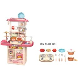 Fantastic-Kids-Toys Realistic Light Kitchen Toys, Kitchen Accessories Set, Mini Kitchen Set for Kids, Pretend Play Food Toys for Boys and Girls Age 3+ (Pink)2-36T-