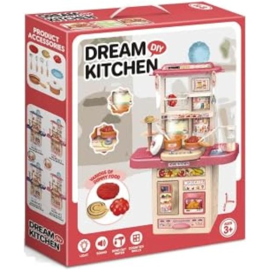 Fantastic-Kids-Toys Realistic Light Kitchen Toys, Kitchen Accessories Set, Mini Kitchen Set for Kids, Pretend Play Food Toys for Boys and Girls Age 3+ (Pink)2-36T- Fantastic-Kids-Toys Realistic Light Kitchen Toys, Kitchen Accessories Set, Mini Kitchen Set for Kids, Pretend Play Food Toys for Boys and Girls Age 3+ (Pink)2-36T-