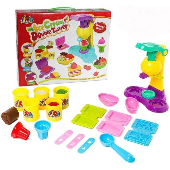 Generic Children Play Modeling Dough Ice Cream Double Twister Playset Toys Deluxe Plasticine Mud with Bonding Clay and Molds Generic Children Play Modeling Dough Ice Cream Double Twister Playset Toys Deluxe Plasticine Mud with Bonding Clay and Molds