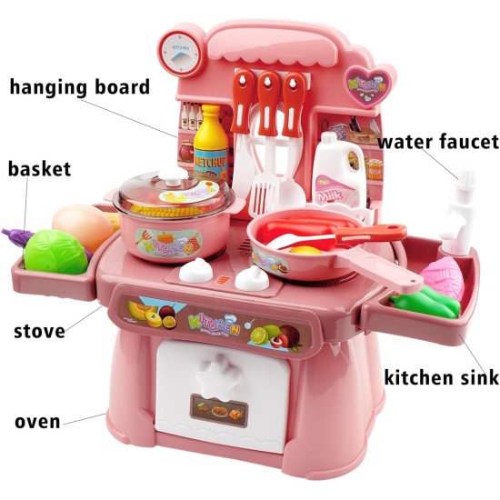 HaiLeTao Kitchen Toys Imitated Chef Light Music Pretend Cooking Food Play Dinnerware Set Safe Cute Children Girl Toy Gift Fun Game Toy Kitchen Sink with Running Water and Electronic Induction Stove HaiLeTao Kitchen Toys Imitated Chef Light Music Pretend Cooking Food Play Dinnerware Set Safe Cute Children Girl Toy Gift Fun Game Toy Kitchen Sink with Running Water and Electronic Induction Stove