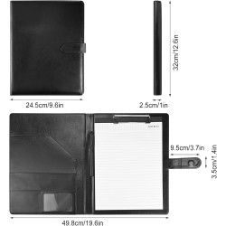 JTOOYS Clipboard Folder DIN A4, Multifunctional Business Leather Document Clip Board with Magnetic Closure Cover for Work Writing Conference Folder with A4 Paper Sticky Arrow Tabs & Pen, Black