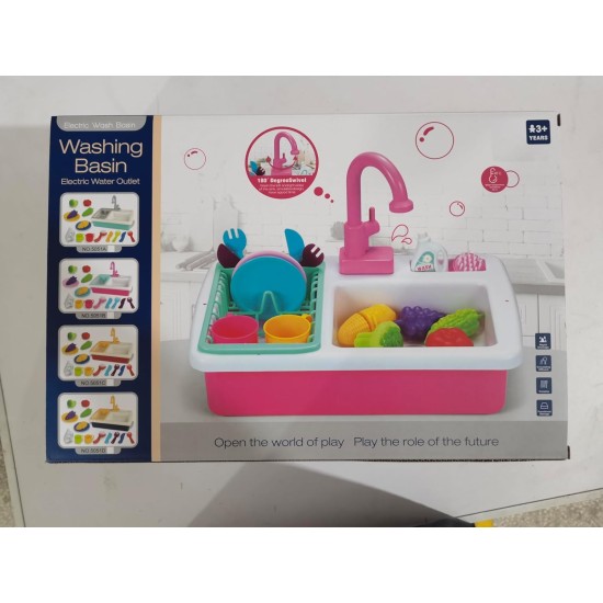 Kids Kitchen Play Sink Toy Set with Cutlery Scrubbing Accessories and Fruit Vegetable Cutting Toys, Automatic Water Circulation Large Storage Box, Christmas Birthday Gift for Kids Boys and Girls Kids Kitchen Play Sink Toy Set with Cutlery Scrubbing Accessories and Fruit Vegetable Cutting Toys, Automatic Water Circulation Large Storage Box, Christmas Birthday Gift for Kids Boys and Girls
