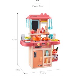 Lenosed Kids Play Kitchen, Simulation Toy Spray Water Tableware Kids Kitchen Toys, 42Pcs Cooking Set Fruit Vegetable Tea Playset Toy For Kids Early Age Development Educational Pretend Player