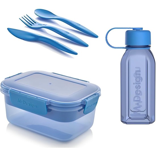 M-Design Lunch Set - 1.1L Box, 500ml Water Bottle & 3pc. Cutlery Black 75089 M-Design Lunch Set - 1.1L Box, 500ml Water Bottle & 3pc. Cutlery Black 75089
