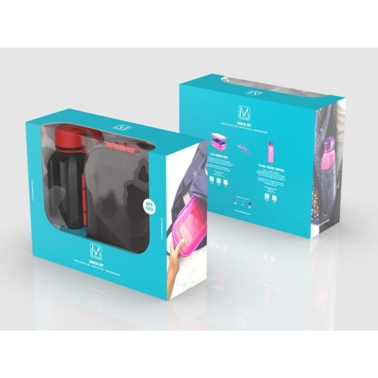 M-Design Lunch Set - 1.1L Box, 500ml Water Bottle & 3pc. Cutlery Black 75089 M-Design Lunch Set - 1.1L Box, 500ml Water Bottle & 3pc. Cutlery Black 75089