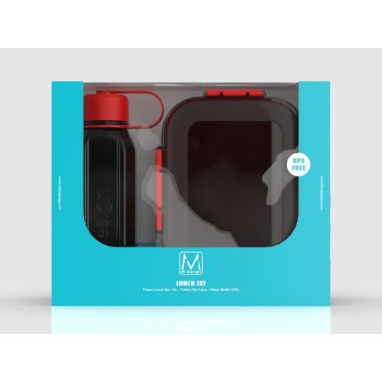 M-Design Lunch Set - 1.1L Box, 500ml Water Bottle & 3pc. Cutlery Black 75089 M-Design Lunch Set - 1.1L Box, 500ml Water Bottle & 3pc. Cutlery Black 75089