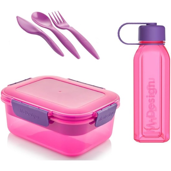 M-Design Lunch Set - 1.1L Box, 500ml Water Bottle & 3pc. Cutlery Black 75089 M-Design Lunch Set - 1.1L Box, 500ml Water Bottle & 3pc. Cutlery Black 75089